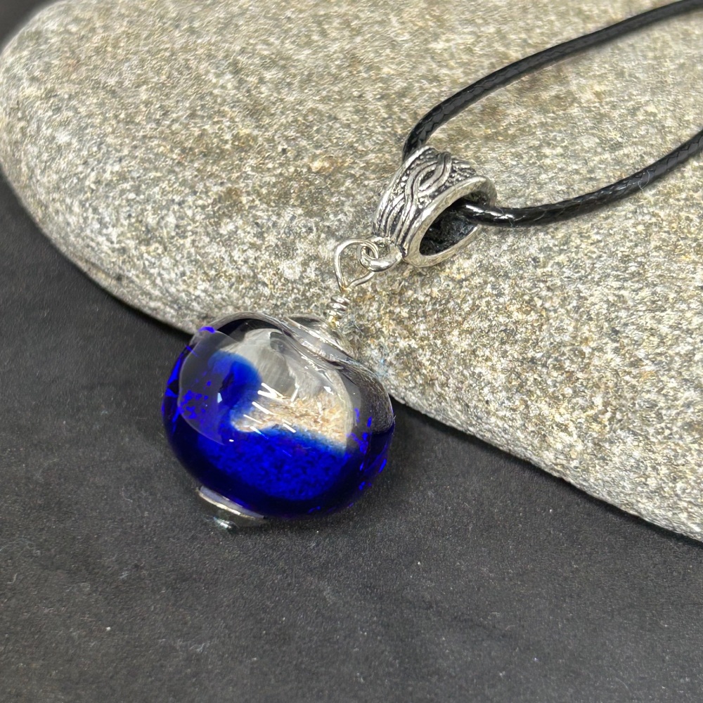 Sand sphere, lampwork glass pendant