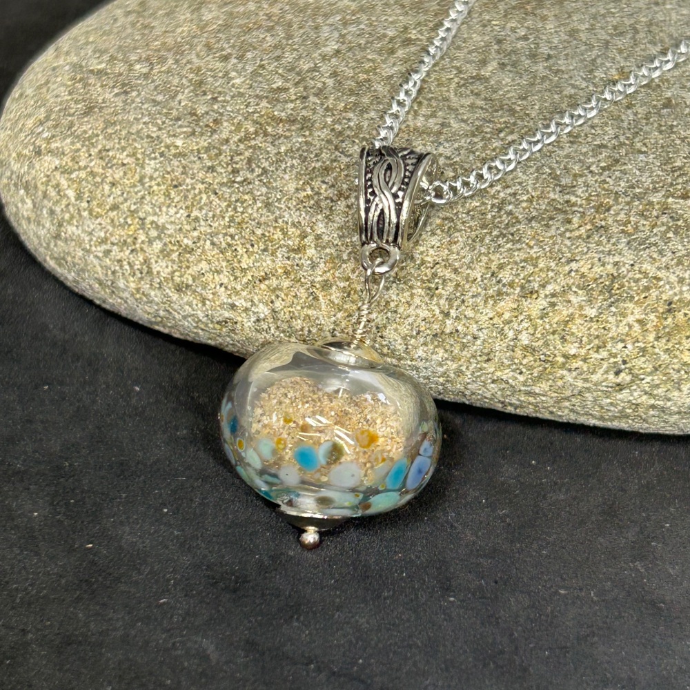 Sand sphere, lampwork glass pendant