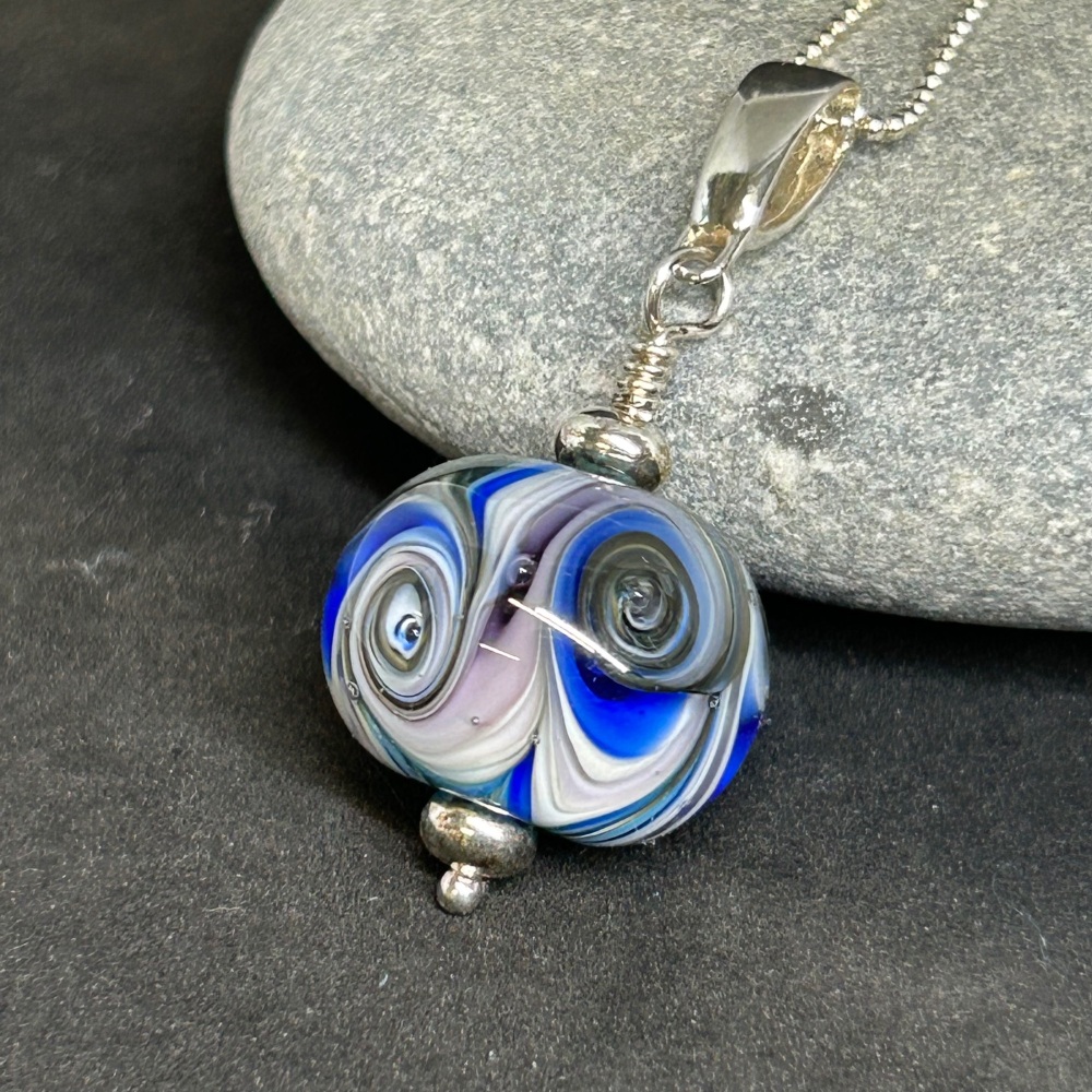 Blue swirls glass pendant