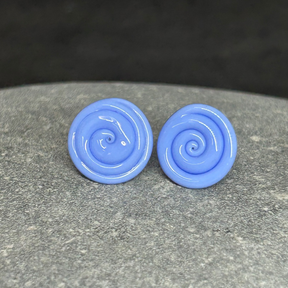 China blue disc earrings