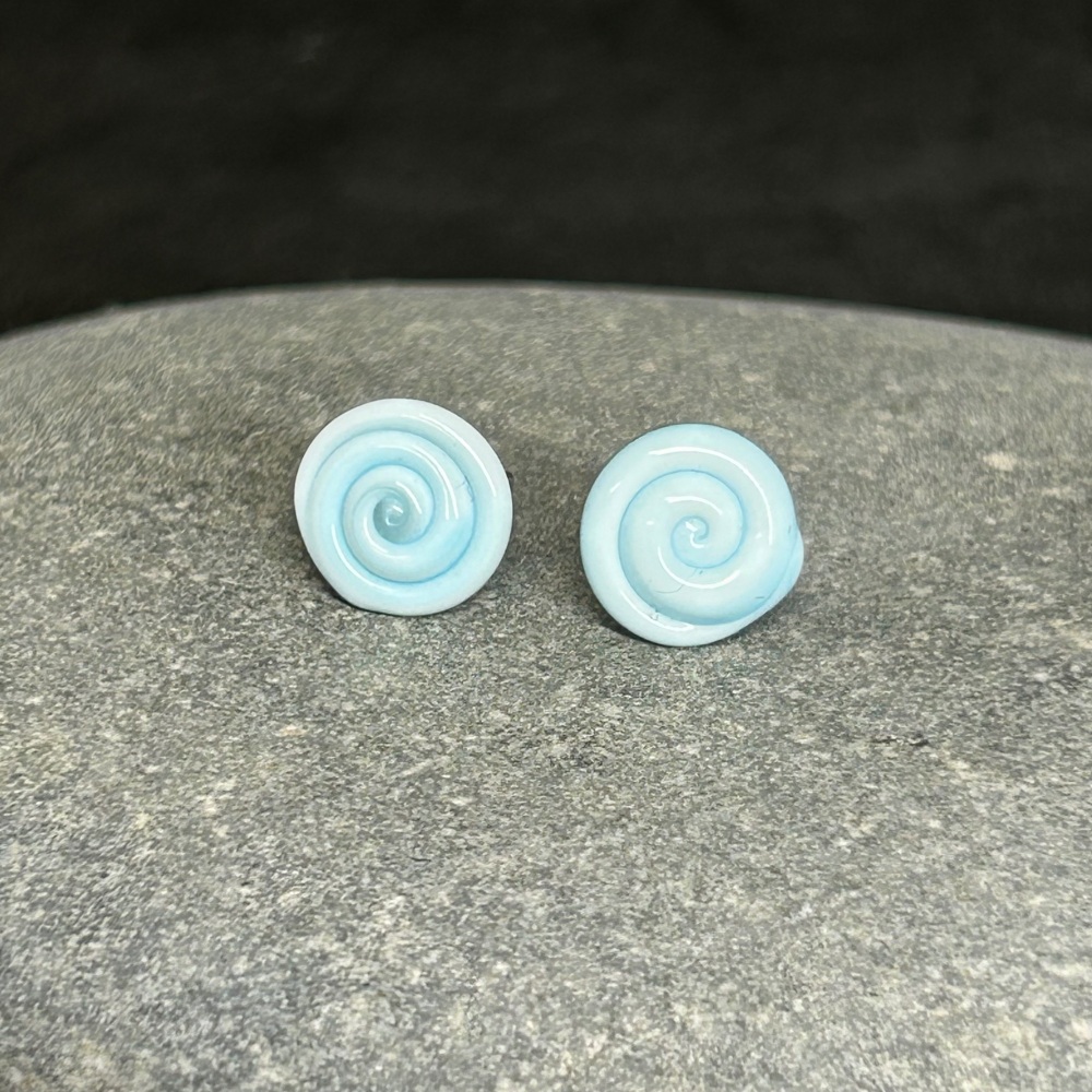 Sky blue disc earrings