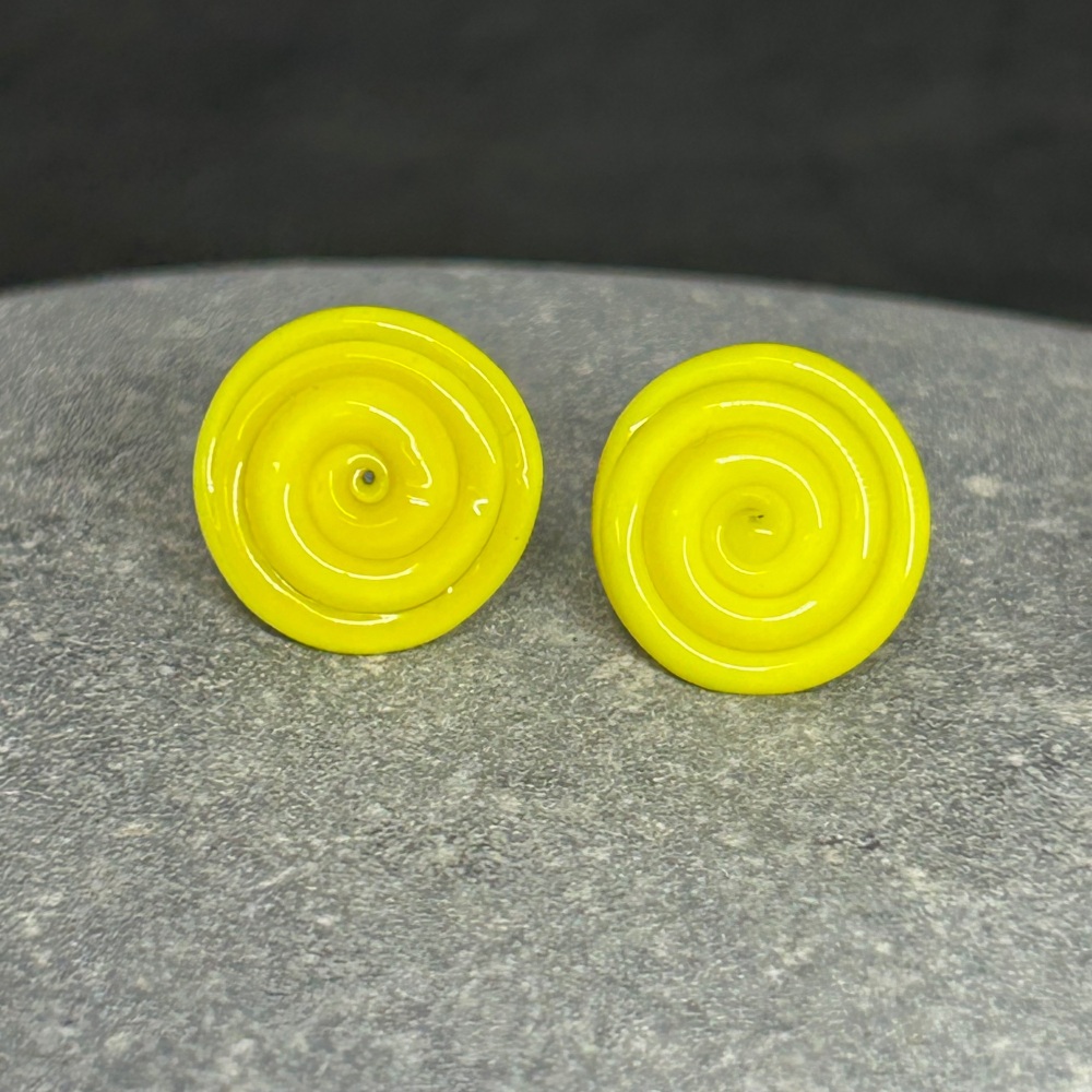 Yellow disc earrings