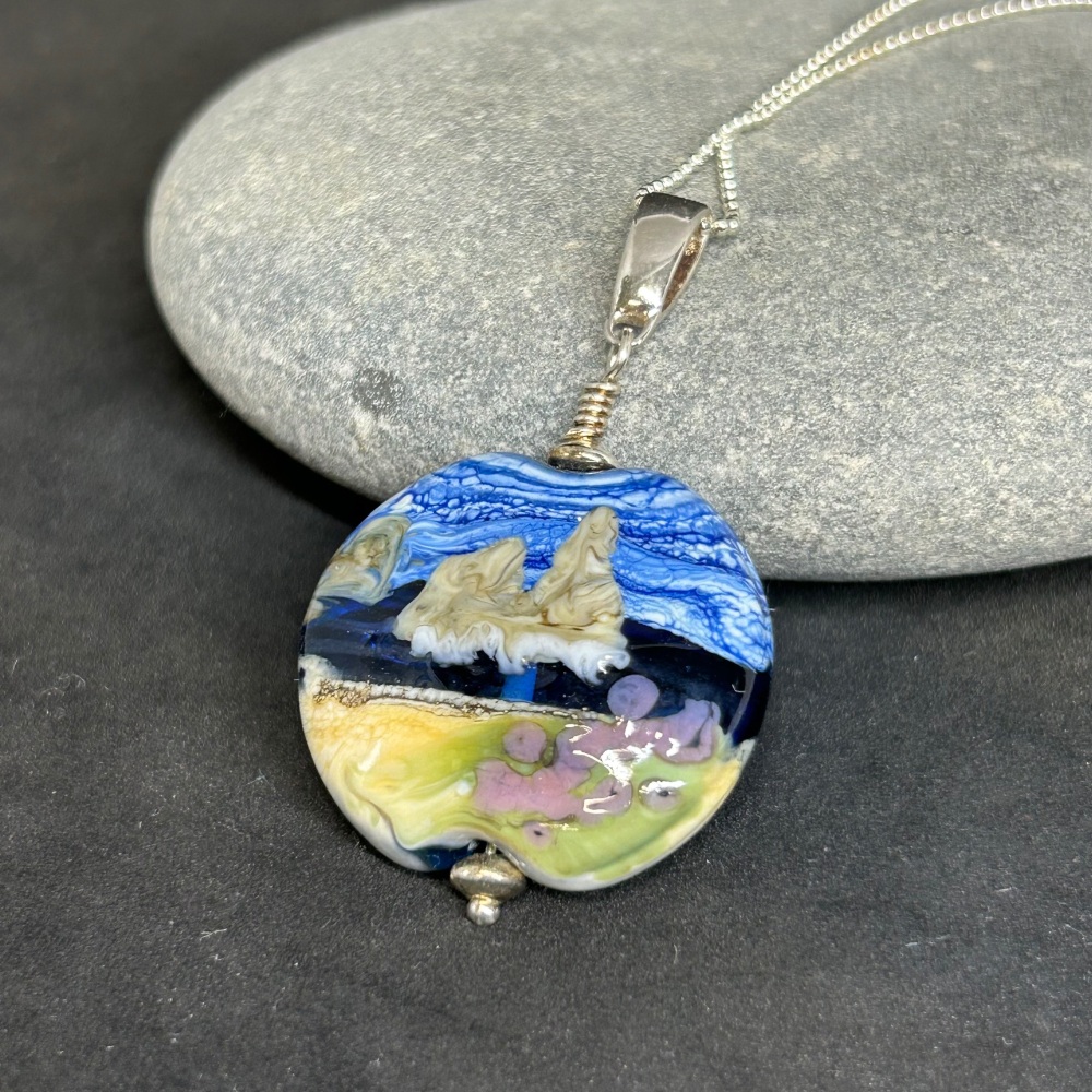 'Church Rock 2 '  sterling silver and lampwork pendant