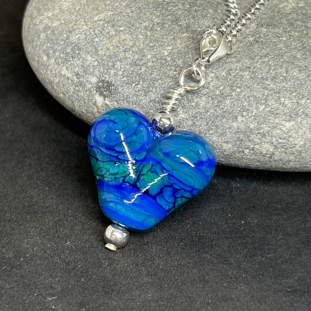 Earth  heart lampwork pendant