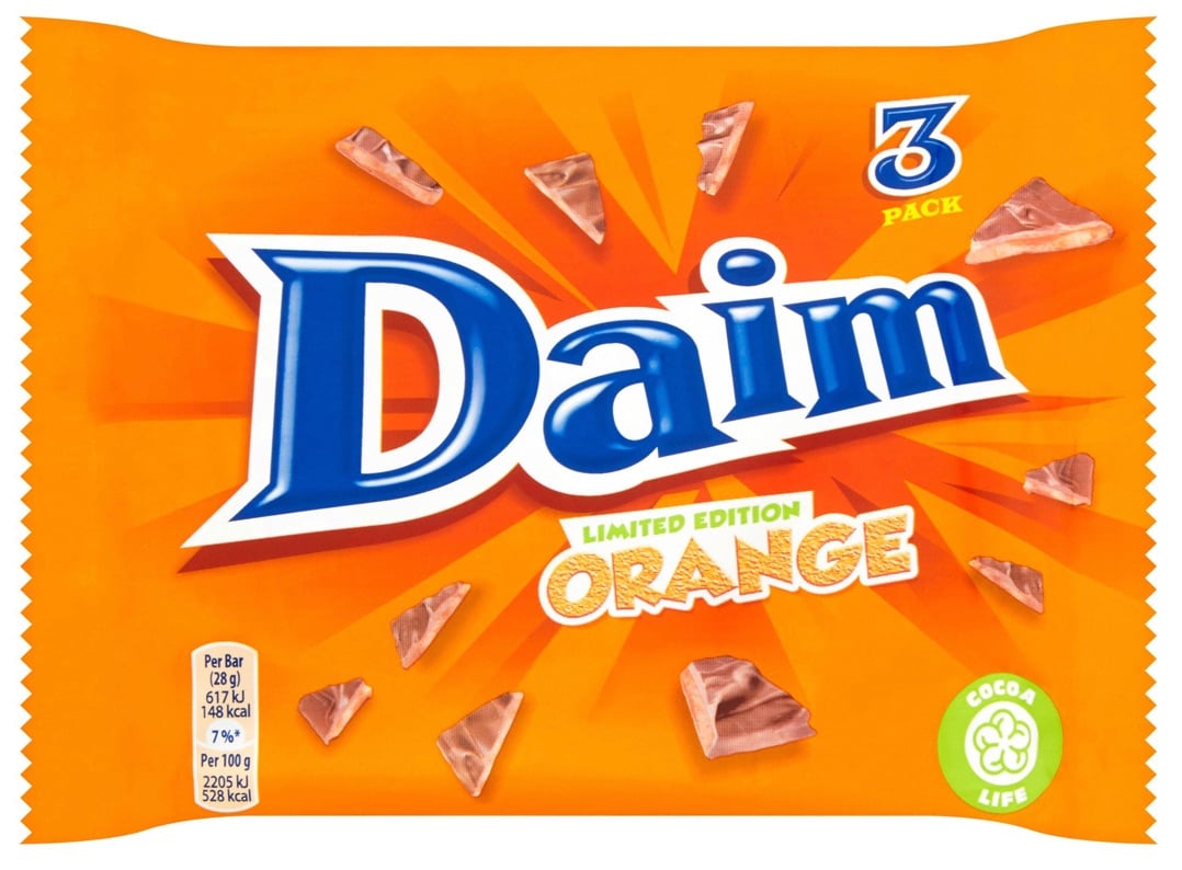 Diam orange milk chocolate bar 3 pack 110 gm  best before 7/07/2024 price f