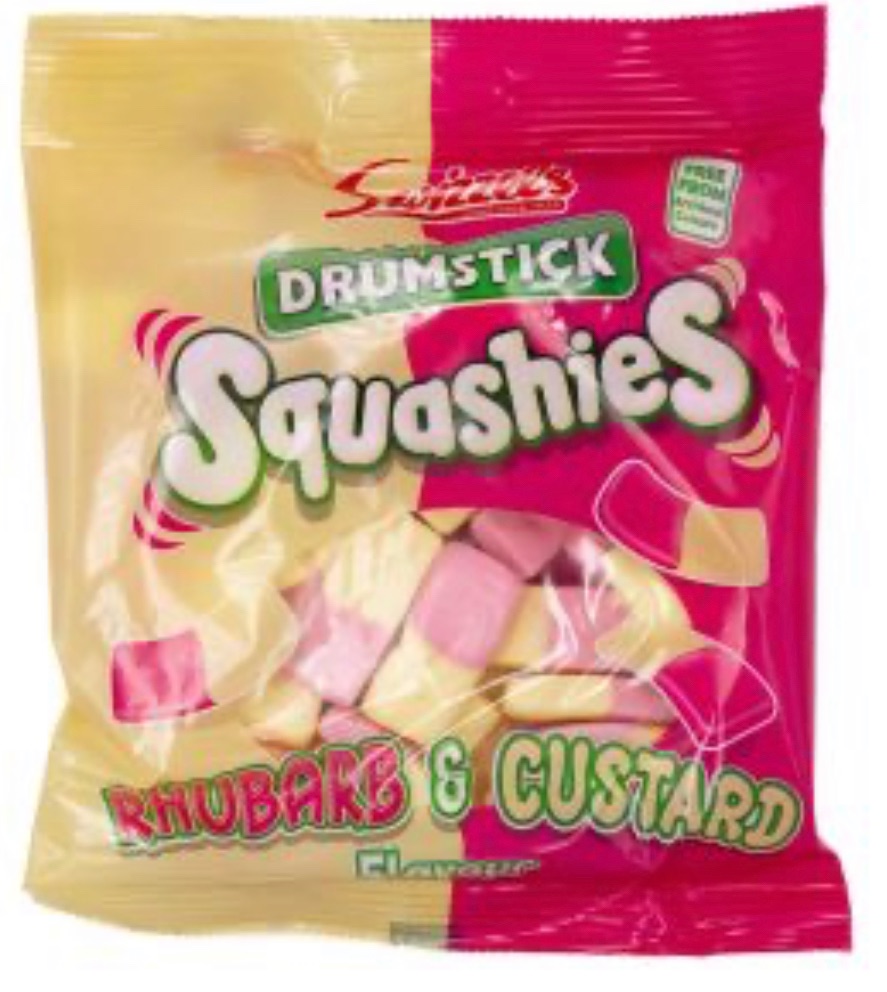 Swizzles drumstick squashies rhubarb and custard 131 gm best before 29/2/2024 price for 12 bags includes free postage