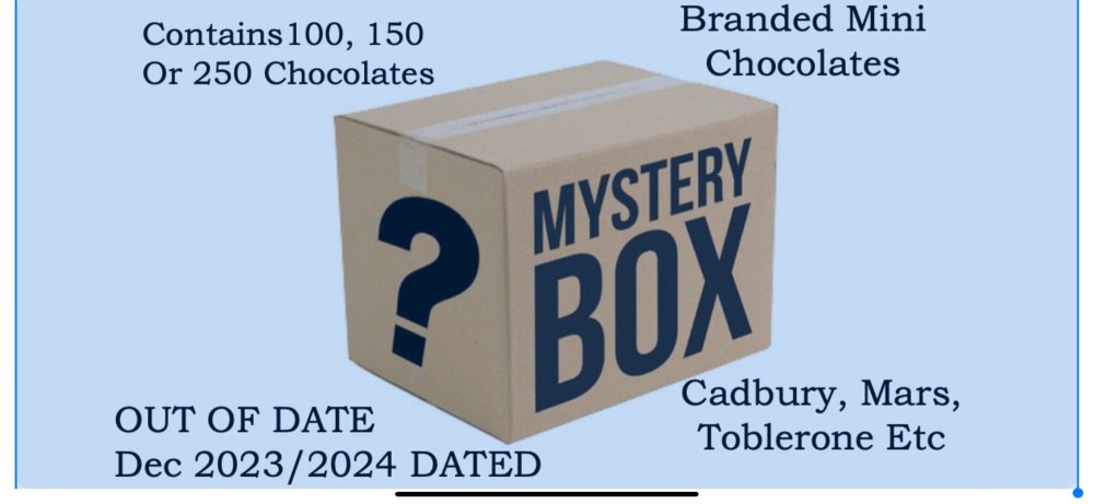 Mystery box of branded chocolate minis Cadbury mars etc, price for 150 incl