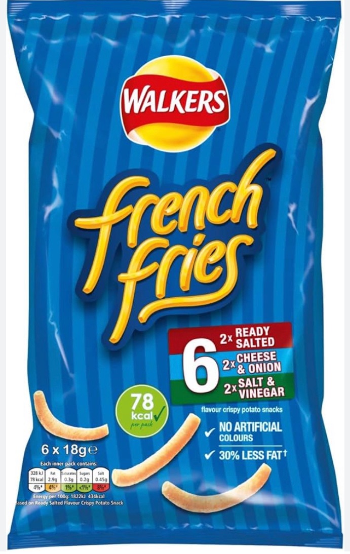 Walkers French fries 6 pack of variety crisps best before 21/9/2024 price for 6 packs of 6 includes free postage