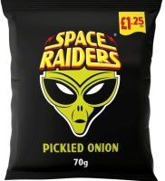 Space raiders pickled onion 70gm bag of crisps best before 28/9/2024 price for 18 bags includes free postage