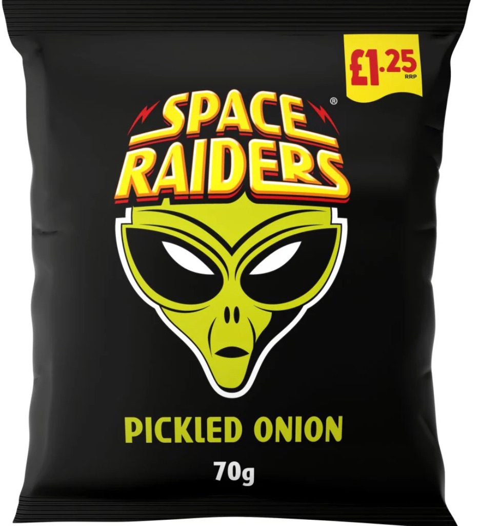 Space raiders pickled onion 70gm bag of crisps best before 28/9/2024 price 