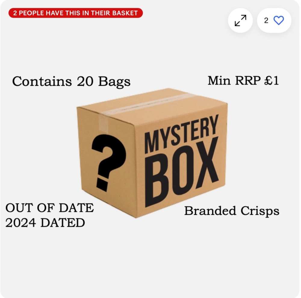 Mystery box of variety crisps containing 20 bags minimum retail £20 best be