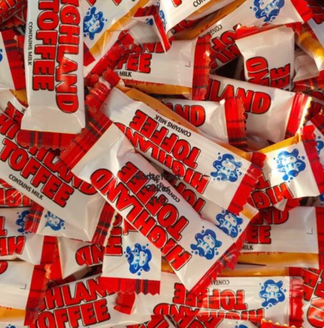 Highland toffee chews 7gm each best before 11/2023 price for 150 pieces inc