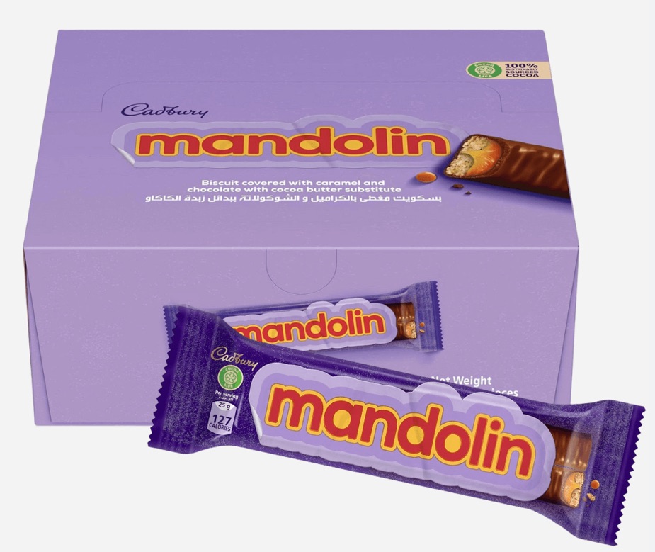 Cadbury mandolin 300gm box of biscuits covered with caramel and chocolate (