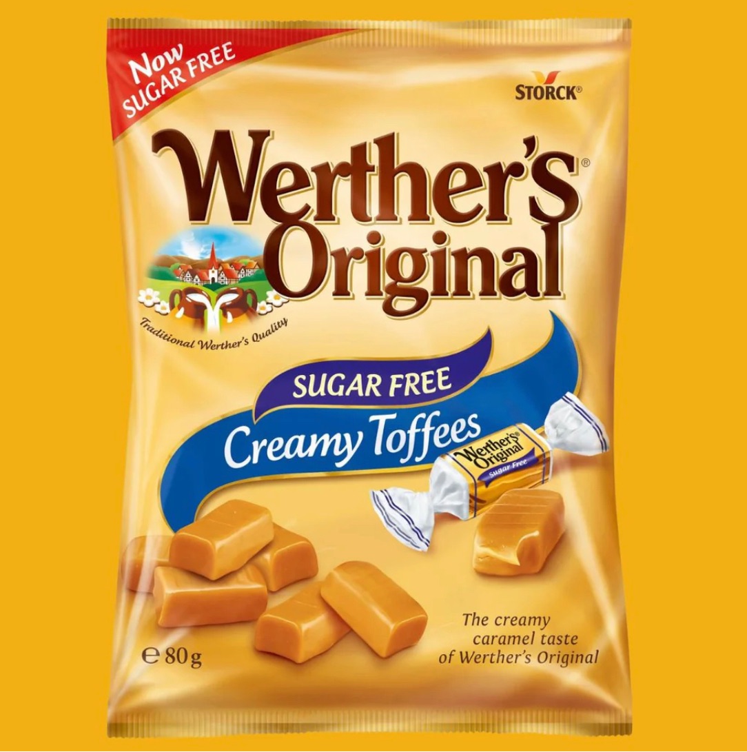 Werthers  creamy toffee sugar free 65gm bags best before 11/2024 price for 