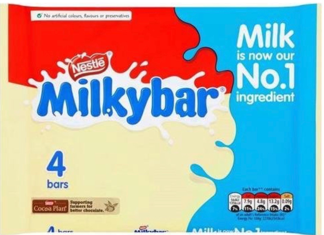 Milkybar medium bar 4 pack (4 x 25gm) best before 11/2024 price for 12 pack