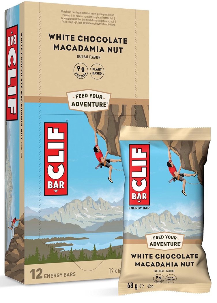 Clif protein bar white chocolate macadamia nut 68g 9g protein best before 3