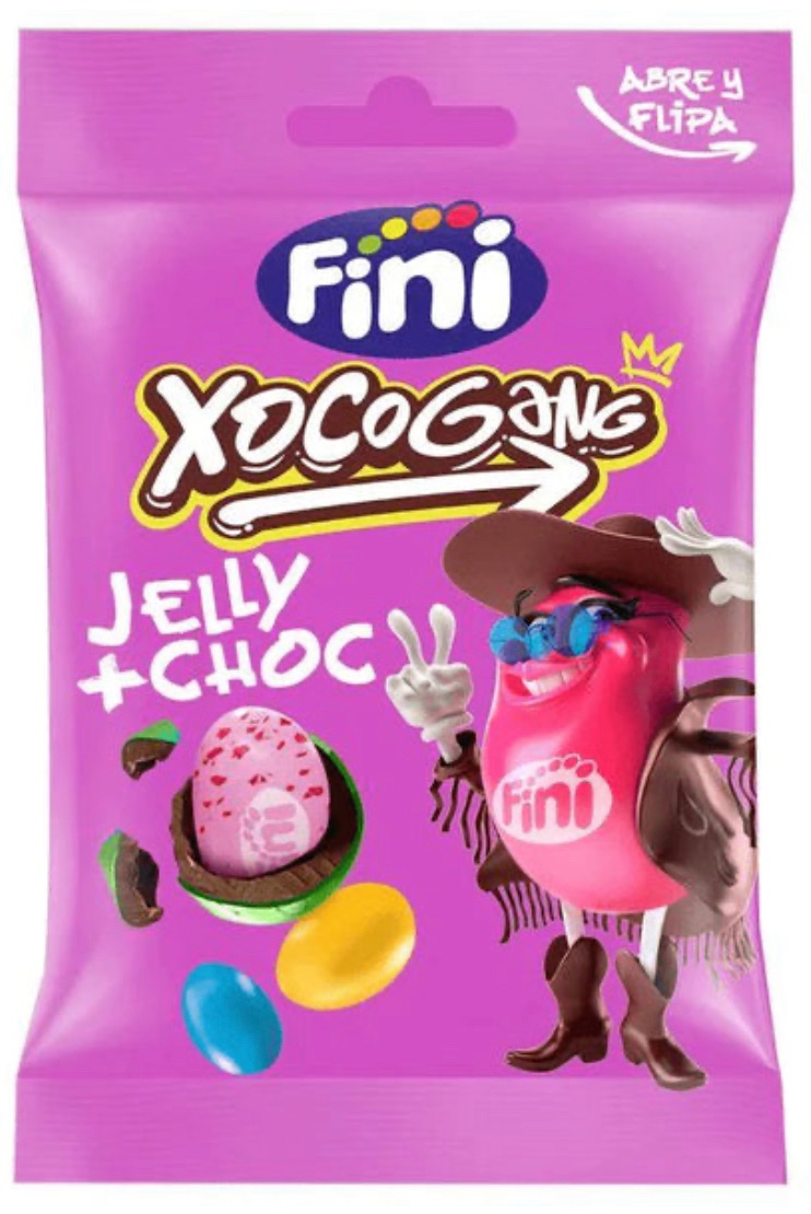 Fini Xocogang candy and choc, mellow and choc, jelly and choc 70/80 gms bag