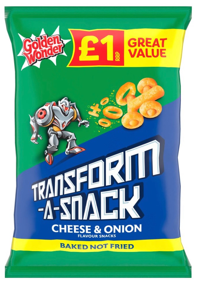 Transformer cheese and onion crisps 56gm £1 price mark best before 7/12/202