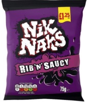Nik Naks Rib and saucy 75gm bags £1.25 price mark best before 24/9/2024 price for 20 bags includes free postage