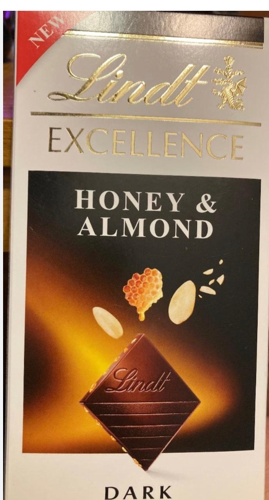 Lindt excellence honey and almond dark  100gm bar best before 03/2024 price