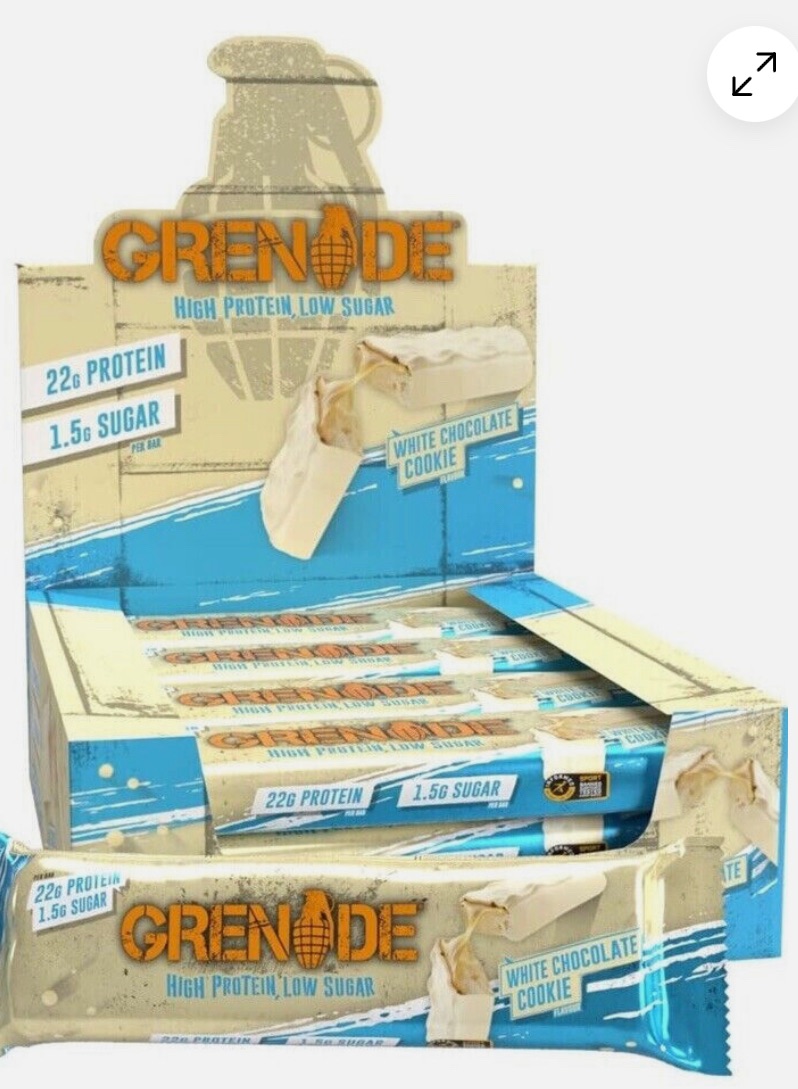 Grenade protein 60 gm bar white chocolate cookie Karb killer 20g protein price for 2 boxes of 12 bars best before 31/3/2025 includes free postage