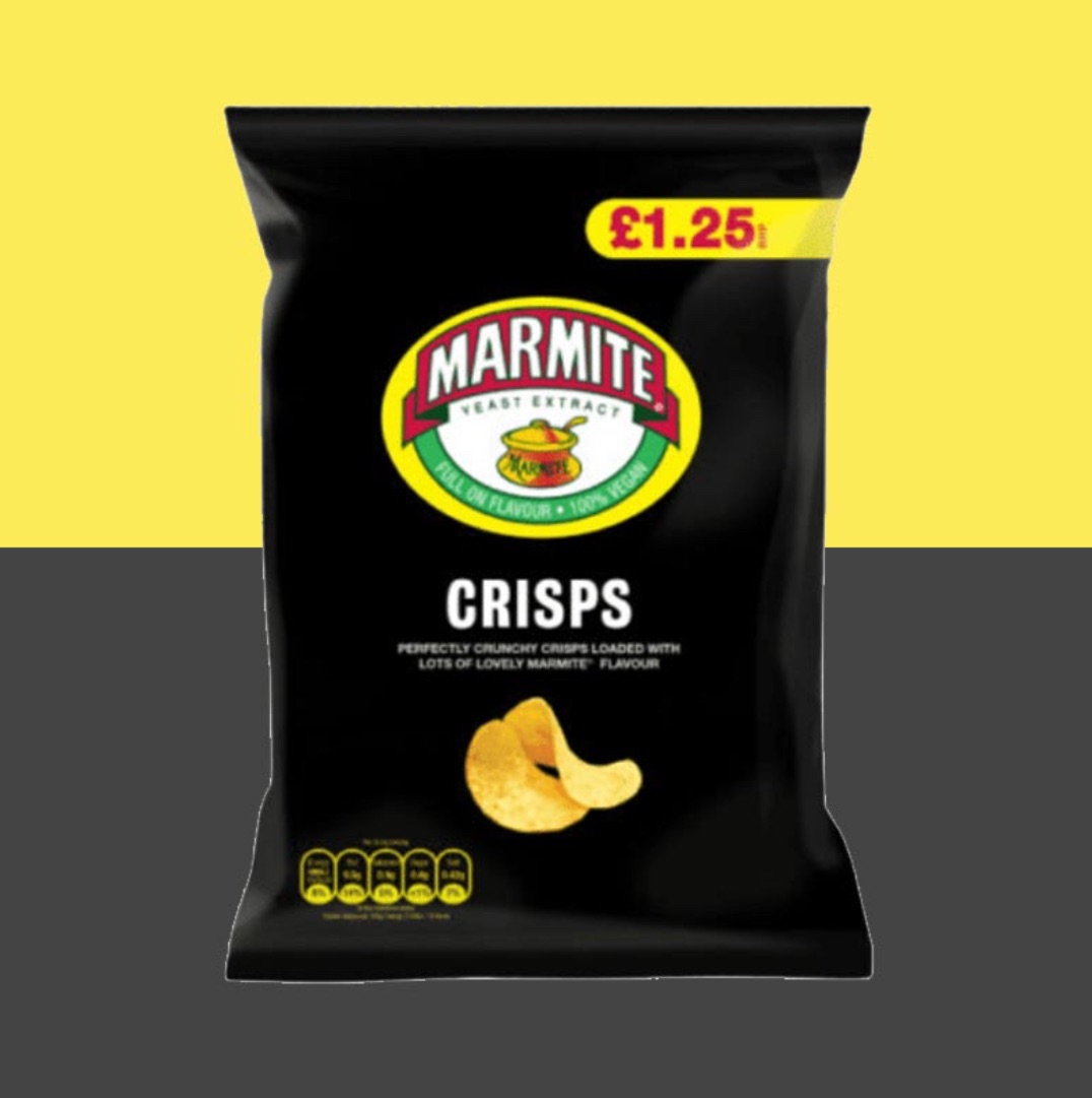 Marmite crisps and tortilla crisps 65gm and 70gm, best before Sept and Octo