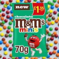 M and M mini choc treats 70gm bags £1.35 price marked best before 13.4.2025 price for 12 bags includes free postage