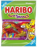 Haribo twin snakes 140gm bags £1.25 price marked best before 31.5.2025 price for 12 bags includes free postage