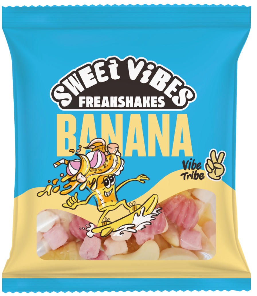 Sweet vibes freak shake bag banana 105gm best before 30.4.2025 price for 15