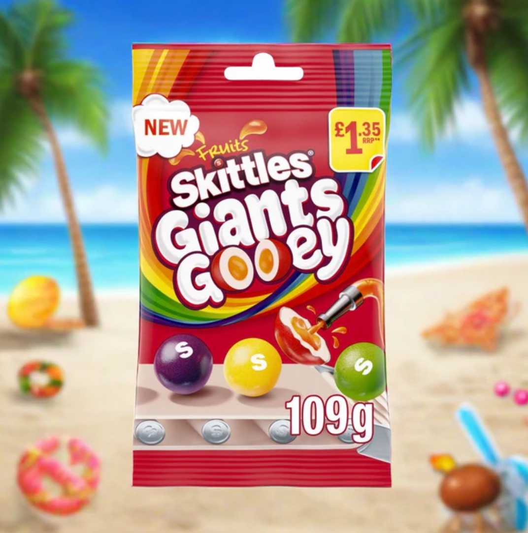 Skittles gooey £1.35 price marked best before 25.2.2025 price for 14 bags includes free postage