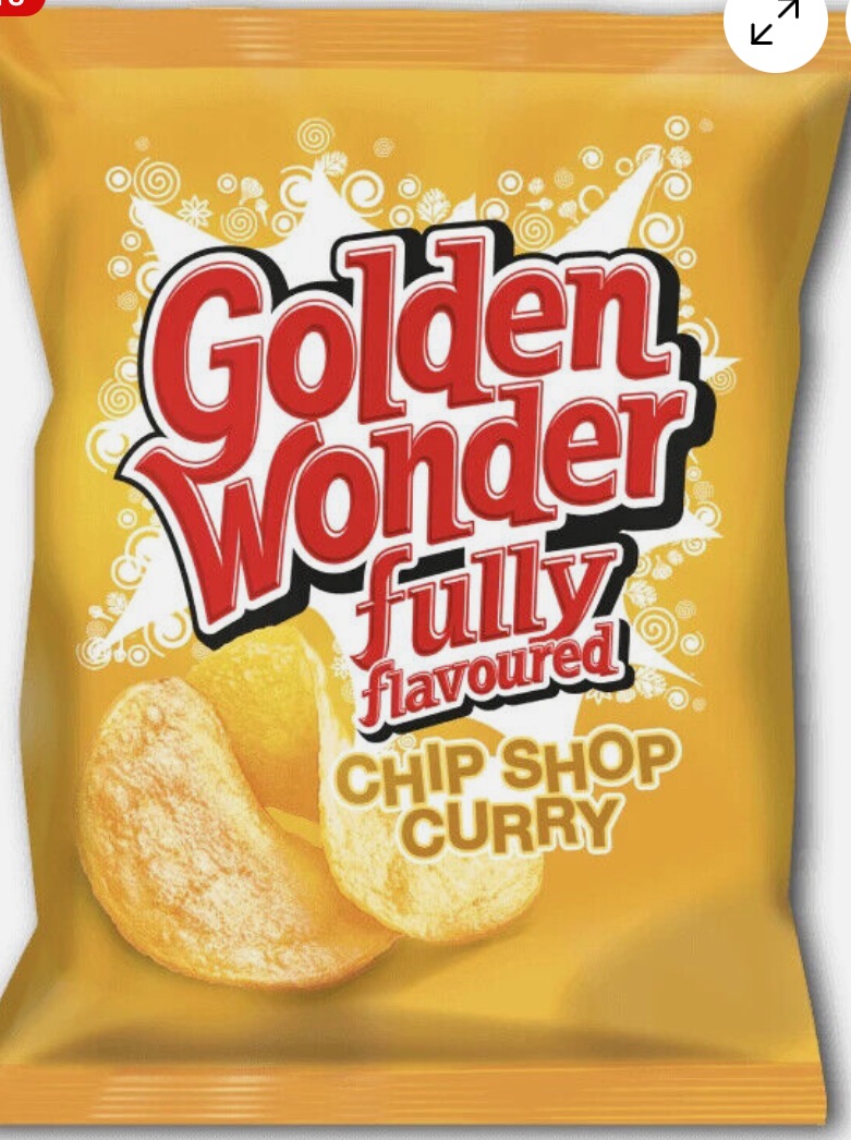 Golden wonder chip shop curry 57gm pack of crisps x 20 bags best before 7.6