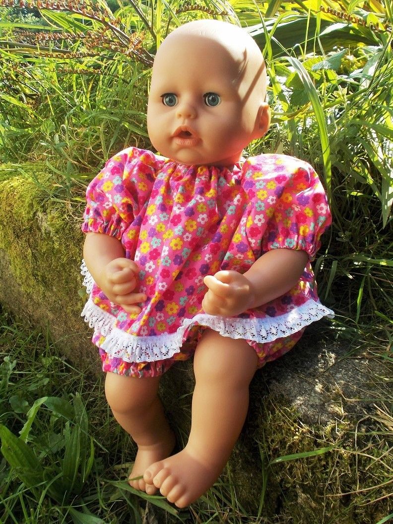 Cerise Floral Angel Top and Pants Set for Baby Dolls