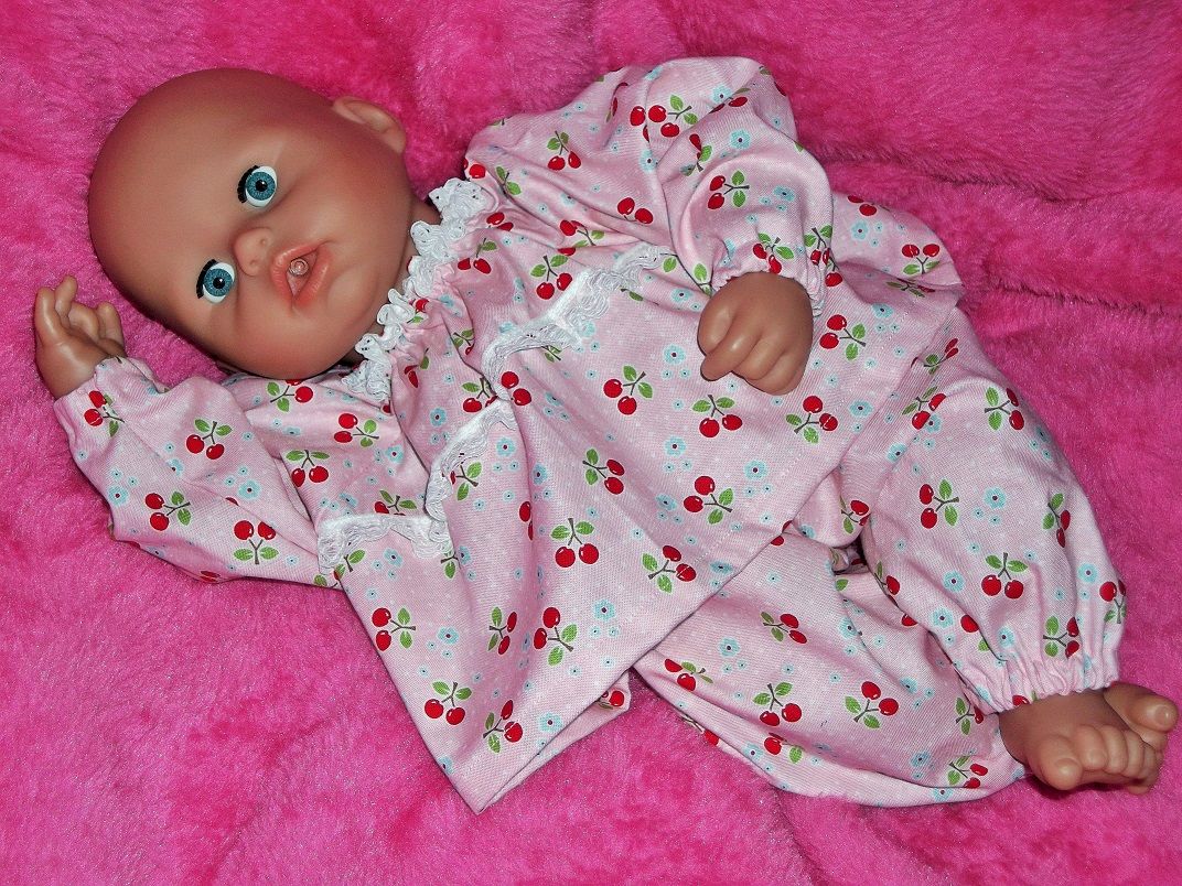 Pink Cherry Pyjamas for Baby Dolls