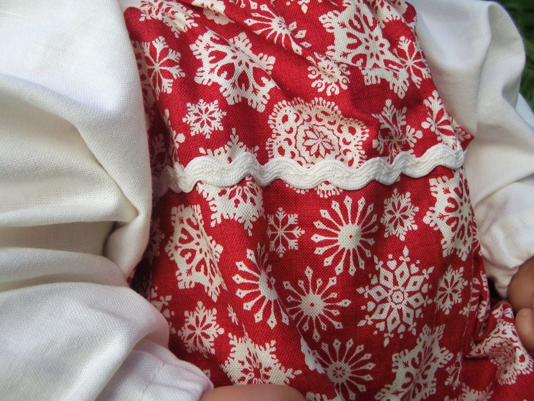 Red Snowflakes Christmas Dress for Baby Dolls