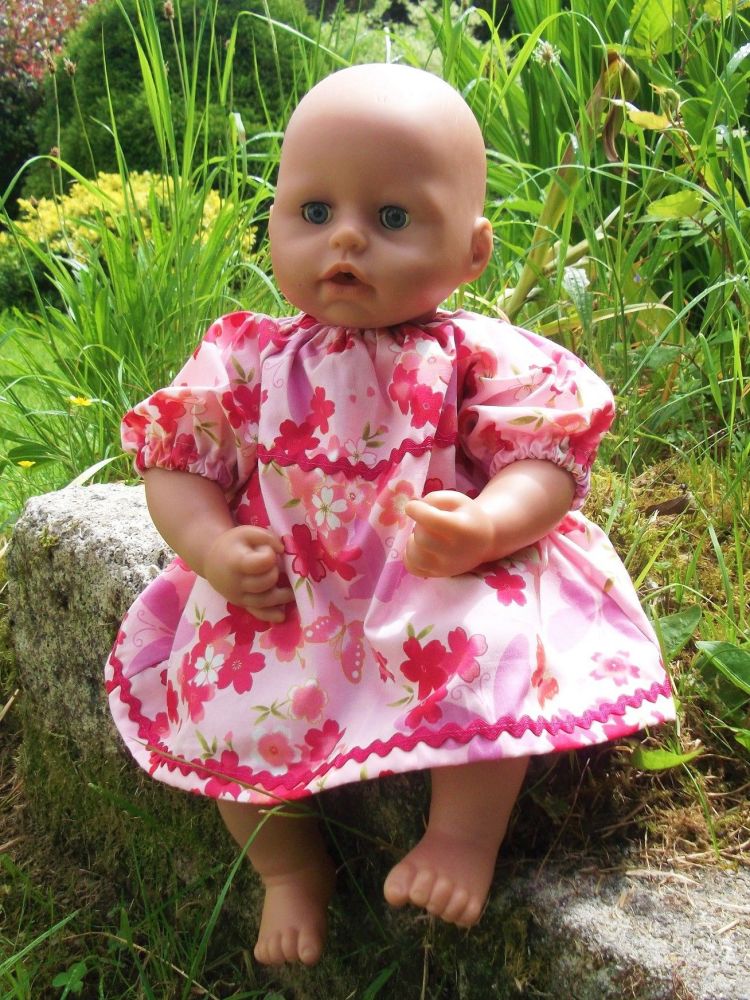 Flowers and Butterflies Dress for Baby Dolls