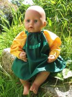 Green Winter School Dress for Baby Dolls - Choice of Sleeve Colour