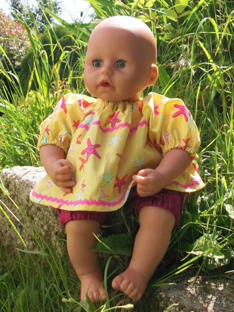 Starfish Top and Shorts for Baby Dolls