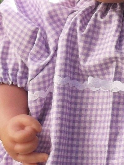 Lilac Gingham School Summer Dress for Baby Dolls