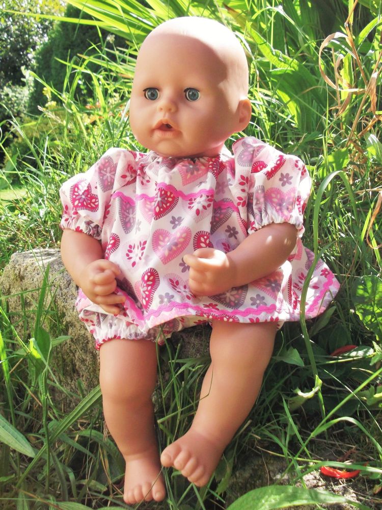 Floral Hearts Angel Top and Pants Set for Baby Dolls