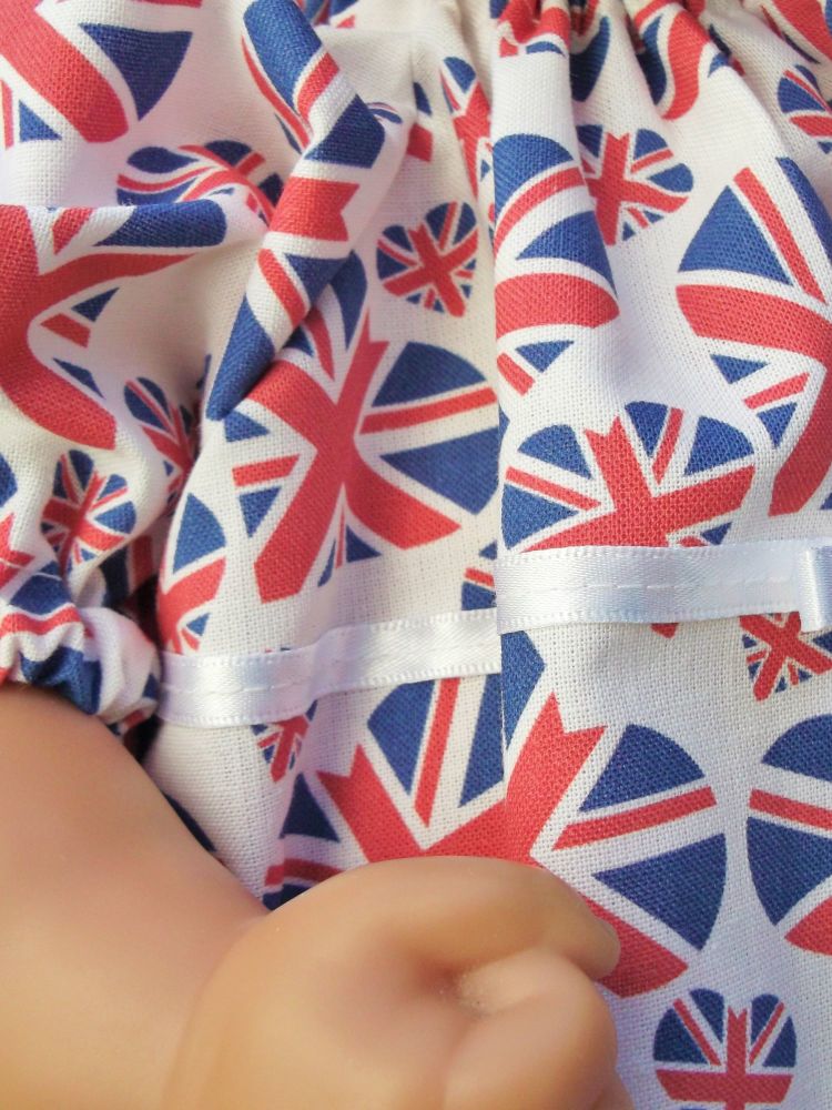 Union Jack Hearts Dress for Baby Dolls