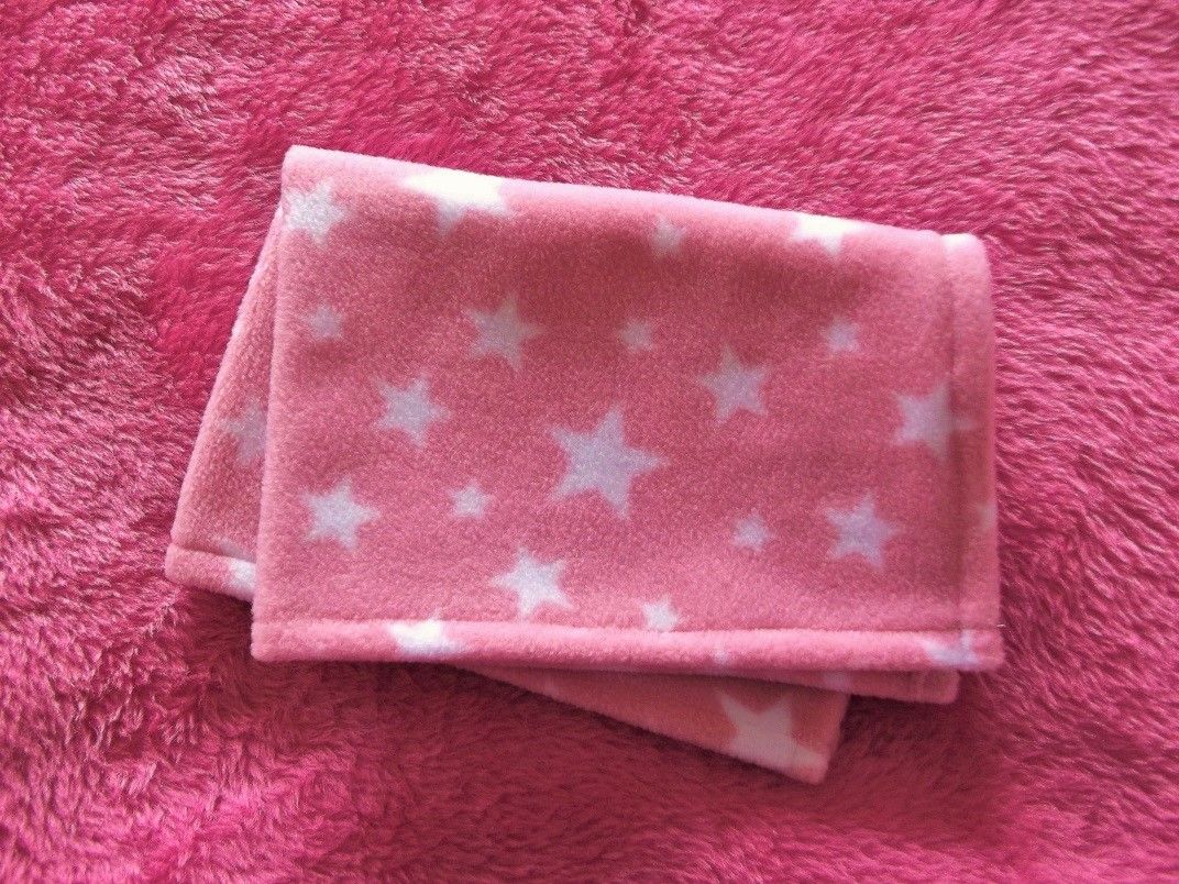 Pink Patchwork Hearts Fleece Blanket for Doll's Cots and Prams