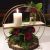 Circle Centrepiece with Fresh flowers, Candle and Vase on Log Slice