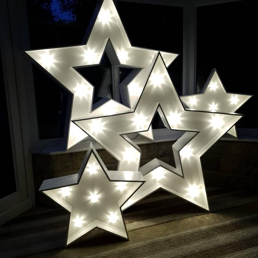 4ft and 2ft Stars in White