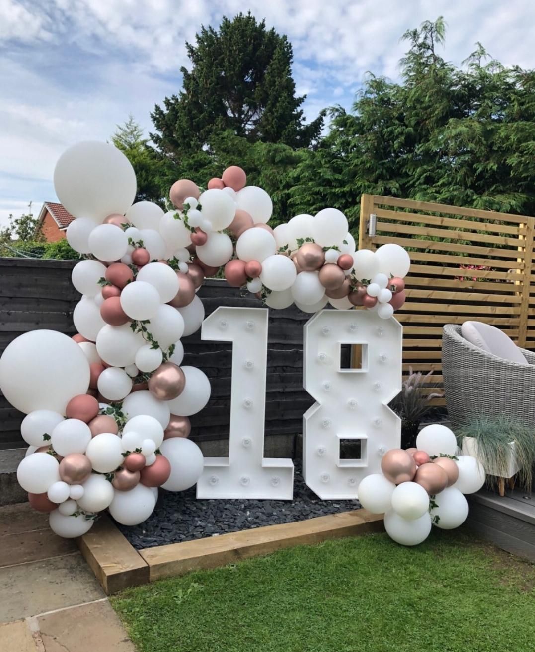 Birthday Light Up Numbers for an Eighteenth Birthday Party with Balloon Dec