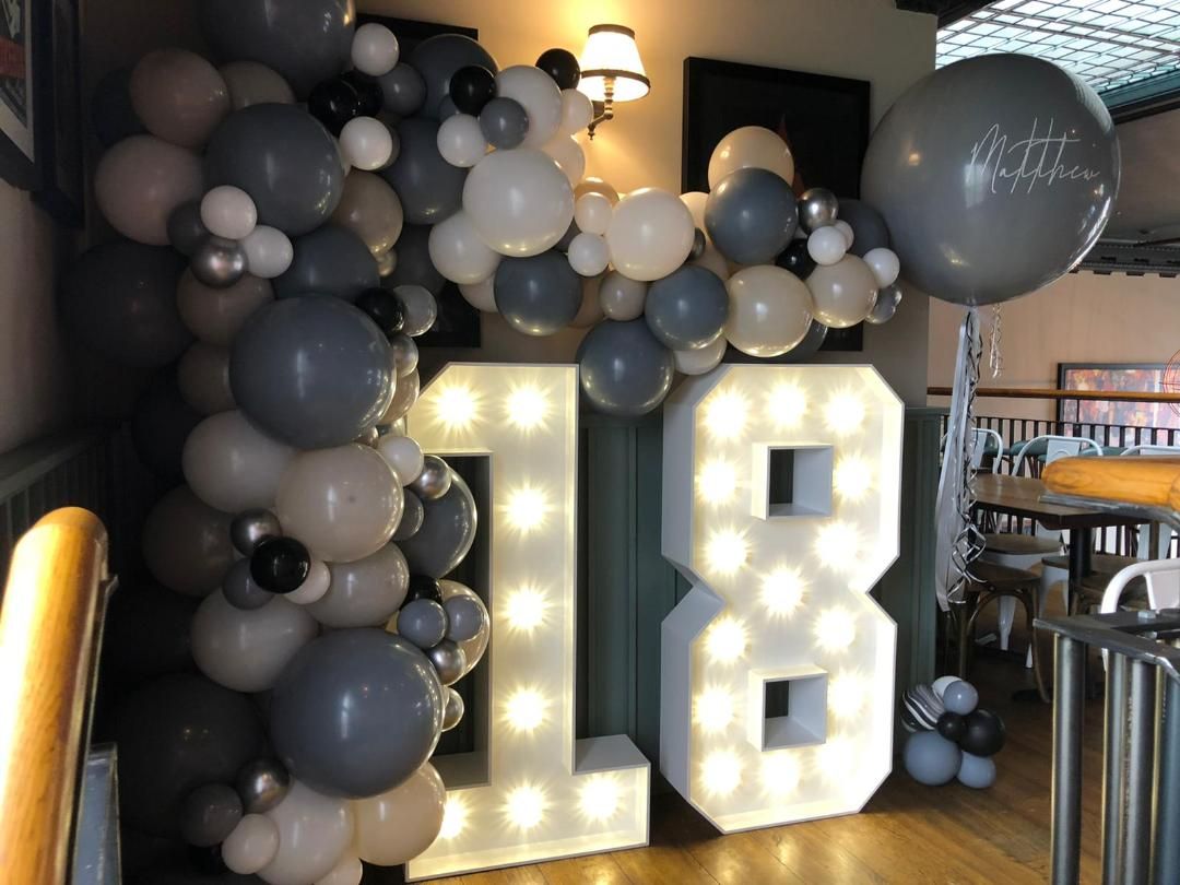 18th birthday LED Light Up Letters for an 18th birthday party  event in Ramsbottom Bury