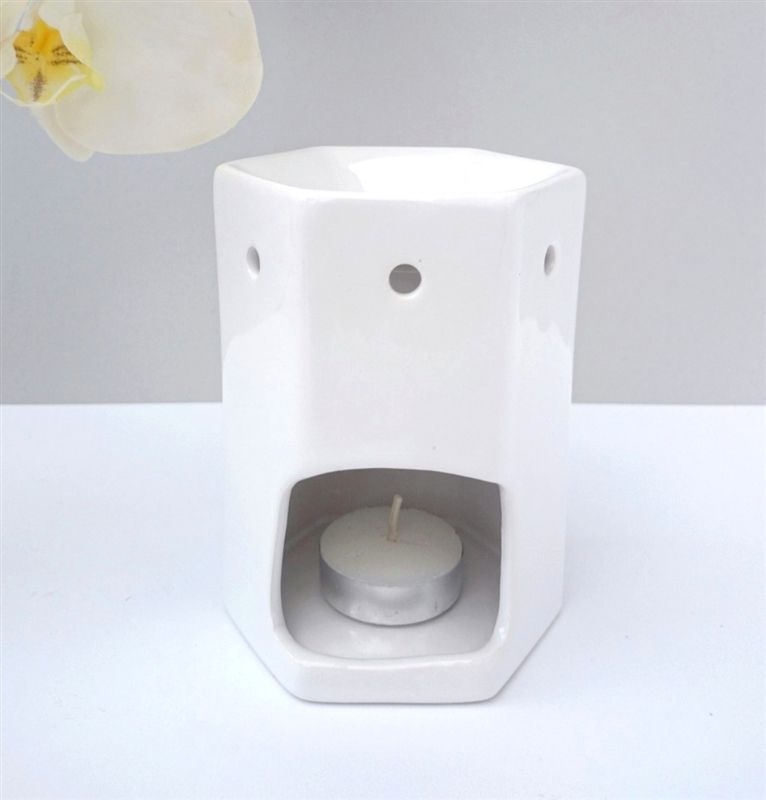 Hexagonal ceramic wax burner