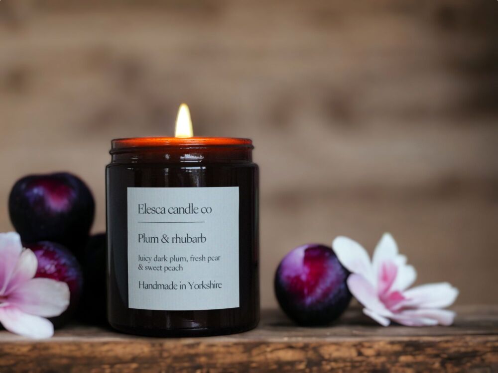 Plum & rhubarb amber jar candle