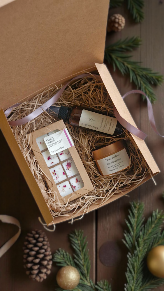 Plum and rhubarb gift box
