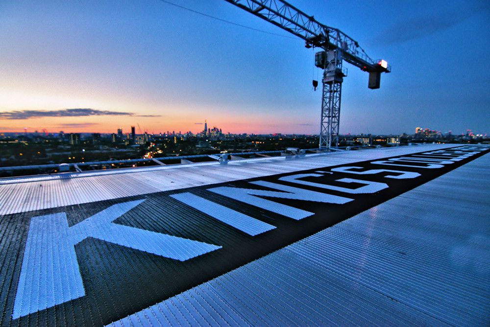 Helipad of King's College Hospital, London at night time