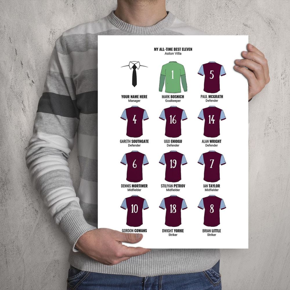 A3 - My Aston Villa FC All-Time Eleven Football Print